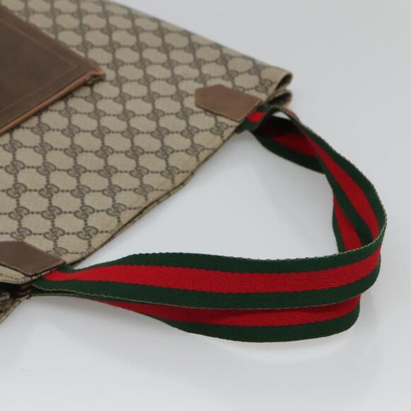 GUCCI GG Supreme Web Sherry Line Tote Bag Pvc Beige - Picture 7 of 16